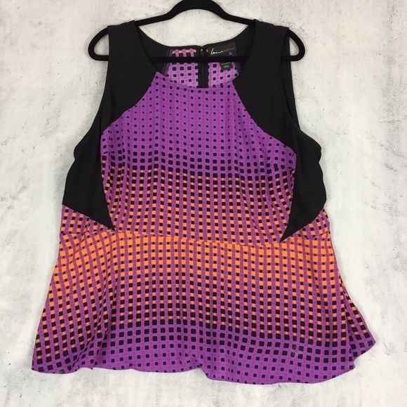 Lane Bryant Sleeveless Printed Shirt Sz 22 Zipper Back Tank Top Flowy Polyester - Picture 1 of 11